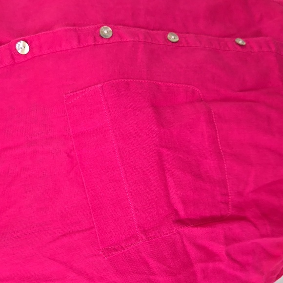 Rachel Zoe Linen Magenta Bitton Down Top - Picture 2 of 7